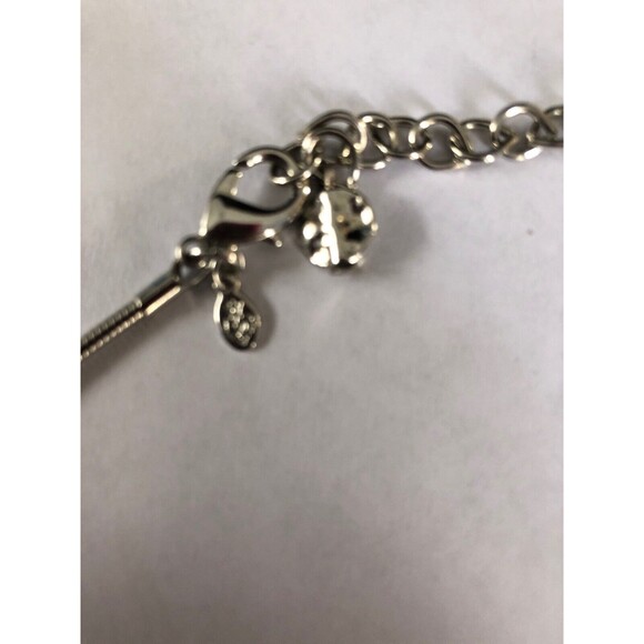 Unique Hammered Silvertone Dangle Pendant Statement Necklace - Picture 4 of 5